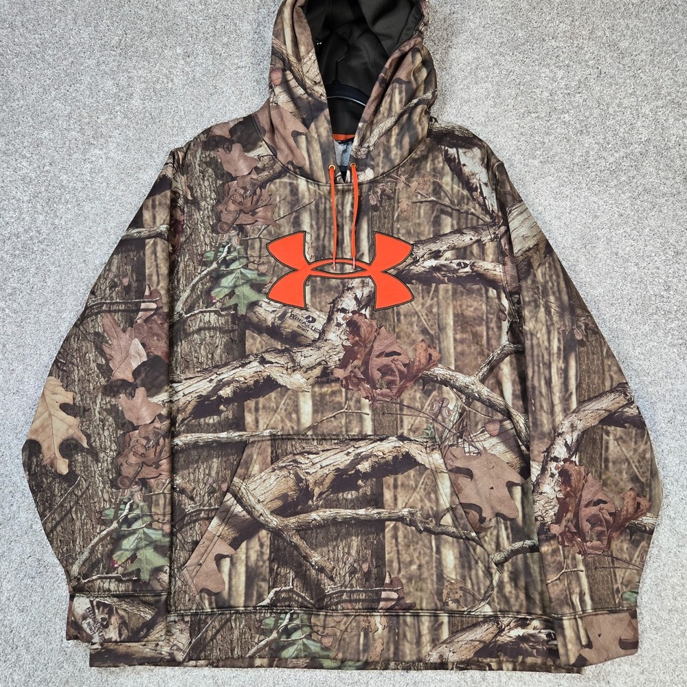 Under Armour Hoodie Mens 2XL Mossy Oak Camo fleece hunting